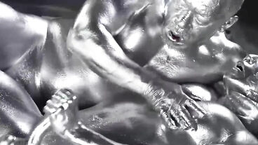 Asian Jock Covered In Paint And Banged