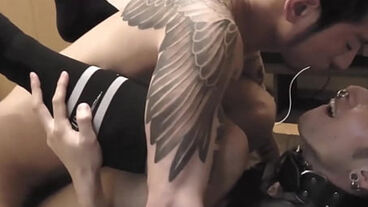 Tattooed Yoshi Kawasaki licks toe before rimmed and banged
