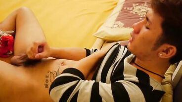 Gay Asian Twink Oil Jerks Off