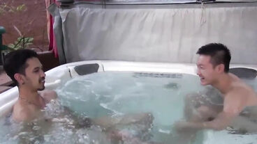 Asian twink tugs himself