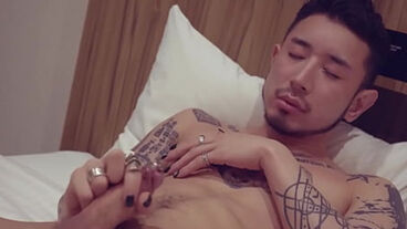 Tattooed Asian Yusaku Kaga Masturbates