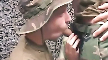 Mouthy soldier Ryley Nyce sucking off and getting fucked by his scruffy underling Kenji