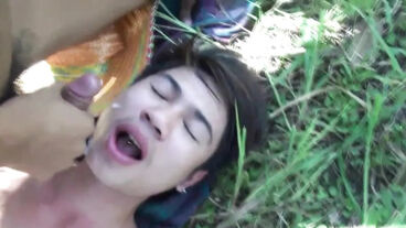 Asian twink bukkake soak